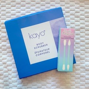 Kayo body scrubber and aria beauty reusable makeup swabs bundle